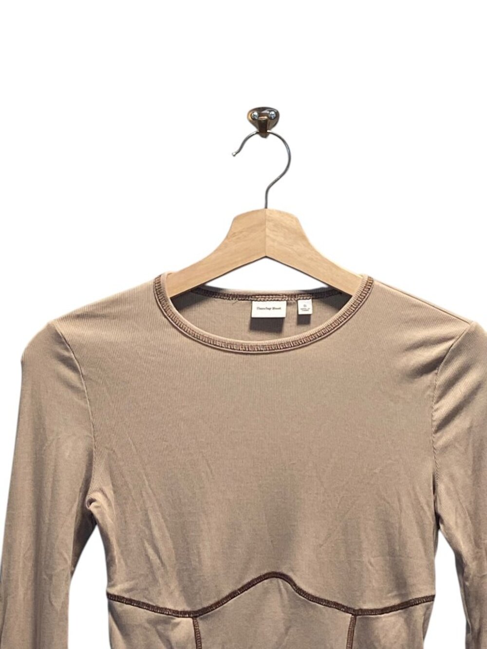 Aritzia Sunday Best Corset Stitch Crop Top Beige Size S Neutral Casual Y2K Retro - Picture 6 of 12